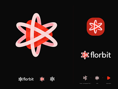 florbit logo for entertainment site 3d logo brand brand identity branding entertainment logo f o logo flim logo flower logo icon logo logo design logo mark logo symbol orbit logo play button logo playful logo video logo