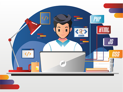 Sinau Coding app comic design flat graphic design illustration illustrator ui ux vector