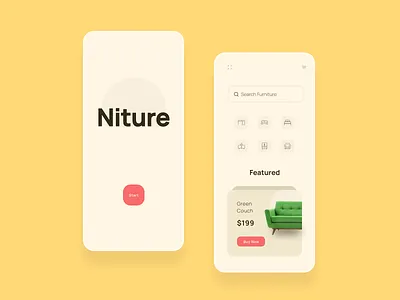 Niture - Furniture App app design cleanui furniture furniture app furniture design furniture store home page home screen minimal mobile ui modern new design online shop online shopping product listing product page store app store design