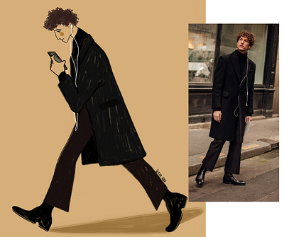 Part 1 art black digital drawing fashion illustration man