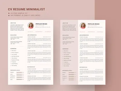 Girly CV Resume Template clean creative cv doc docx infographic job manager microsoft minimalist modern professional resume template word