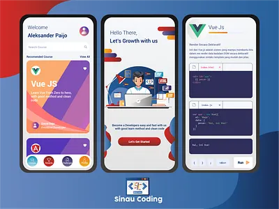 Sinau Coding UI Mobile Design app design flat design graphic design icon illustration illustrator logo mobile app mobile design mobile ui ui ux vector