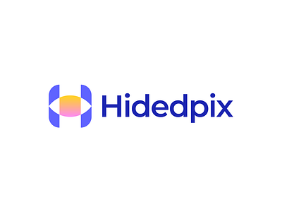 Hidedpix Logo abstract brand brand identity branding buy logo creative eye gennady savinov logo design geometric gradient h letter h logo h logo design h logomark h symbol negative space logo professional smart software logo symmetric