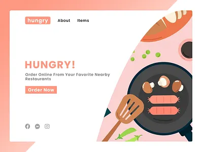Hungry - Online Food Delivery Service Landing Page branding design food food app landing page landing page ui landingpage minimal typography ui ux web website