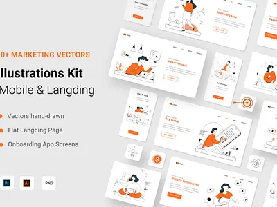 Marketting Illustration Kit business character concept design flat health illustration isometric landing vector website