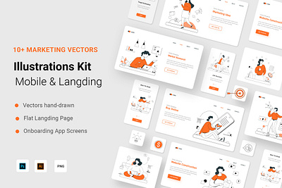Marketting Illustration Kit business character concept design flat health illustration isometric landing vector website