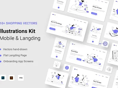 Shopping Illustration Kit app application business character concept flat illustration kit landing langding marketing mobile onboarding screens shopping ui ux vector web website