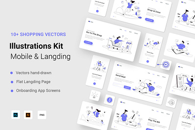 Shopping Illustration Kit app application business character concept flat illustration kit landing langding marketing mobile onboarding screens shopping ui ux vector web website