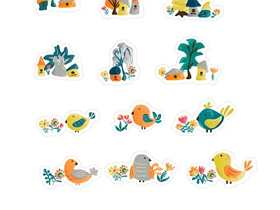 stickers cartoon cute design flat design illustration vector vector art