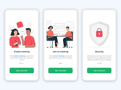 Tutorial sreens for my meeting application app design minimal ui ux