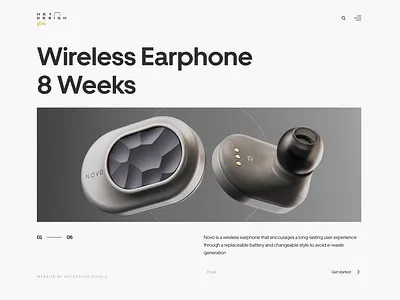 Minimal Wireless Earphone Homepage black white clean design concept earphone elegant headphone homepage landing page minimal minimalism minimalist minimalistic modern page layout product simple design wireless
