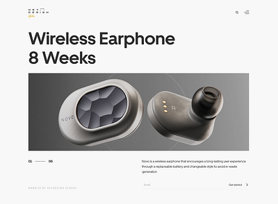 Minimal Wireless Earphone Homepage black white clean design concept earphone elegant headphone homepage landing page minimal minimalism minimalist minimalistic modern page layout product simple design wireless