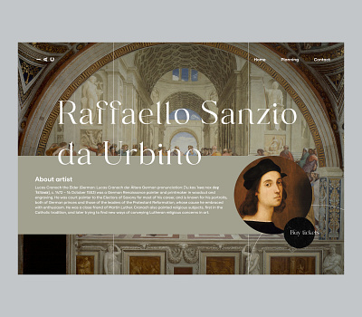 RAFFAELLO SANZIO DA URBINO art artist button clean creativity design event figma italy landing magazine mid century minimal page painting renaissance ui ux web design website