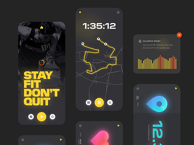 Running App app clean dark ui design interface running ui