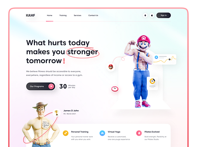 Fitness Website Design athletes design fitness center gymnastics kahf landing page ui uidesign uiux user interface design webdesign website design