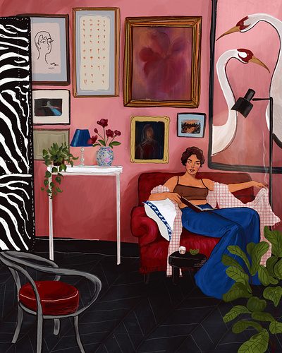 Gallery wall art concept art design digital painting drawing fashion illustration interior photoshop poster procreate texture women