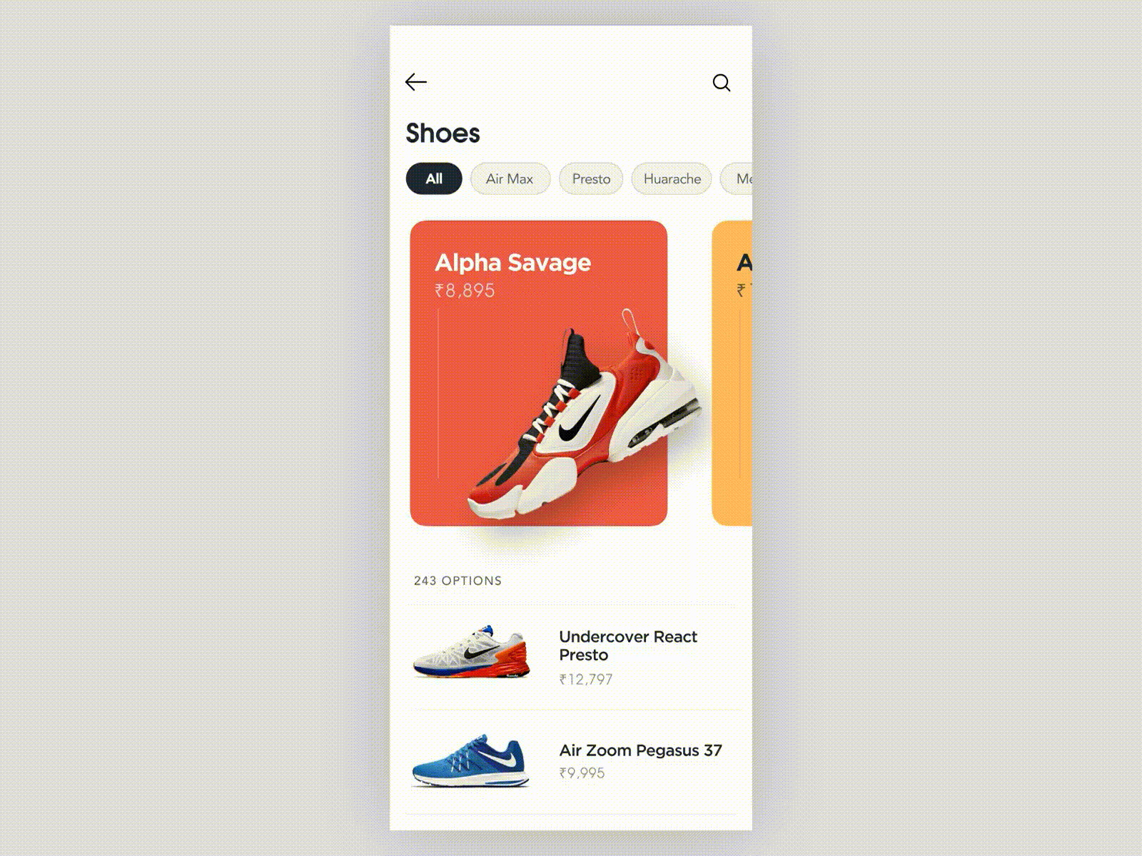 Shoe Store Parallax inspired by Saptarishi Prakash after effects after effects animation branding design motion design ui interaction