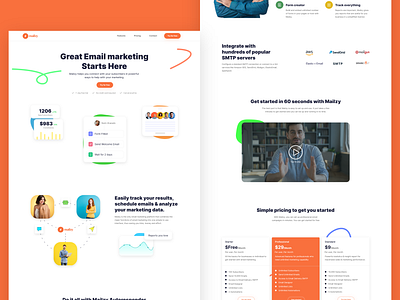 Mailzy - Email Autoresponder Landing Page Design adobexd design email landing design ui ui ux ux uxdesign