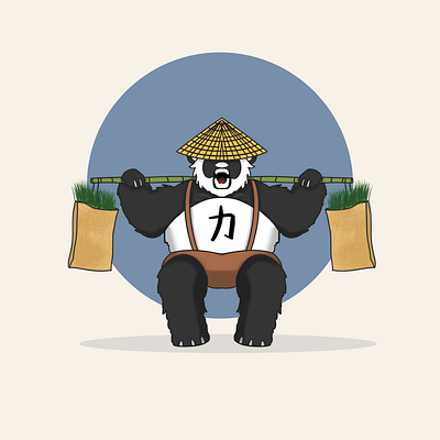 Panda Squat chinese design gym illustration panda power squat strength