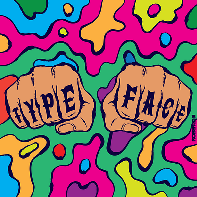 Type (in yo) Face art color design illustration psychedelic retro surrealism trippy type vector vintage