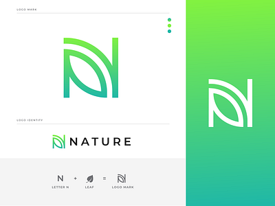 Nature / N + Leaf Letter Mark Logo Design abstract creative icon logo leaf leaf logo modern logo monograme n letter logo n letter mark logo n lettermark n logo n logo design nature n logo nature n logo tree logo