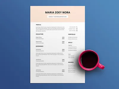 Free Credit Representative Resume Template curriculum vitae cv design cv template free resume template freebie freebies resume resume template