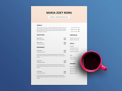 Free Credit Representative Resume Template curriculum vitae cv design cv template free resume template freebie freebies resume resume template