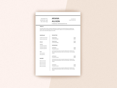 Free Financial Representative Resume template curriculum vitae cv design cv template free resume template freebie freebies resume resume template