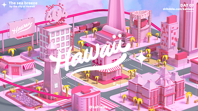 3D hawaii city design illustration