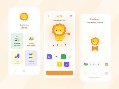 Kids Education Mobile Apps animal app card clean design clean ui cute illustration eduaction education app game illustration kids kids app kids education kids game kids illustration mobile app mobile ui ui ui design uiux