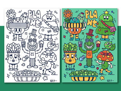 植物doodle贴纸 illustration 插画 简笔 贴纸