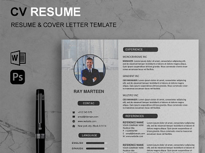 place me photoshop print resume template design