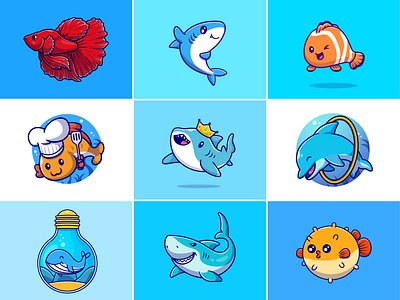 Fish🐡🐬🐋 animal aquarium betta fish custome fish custome lamp cute dolphin fish icon illustration king shark logo mammalian fish nemo ocean sea shark viral fish whale zoo