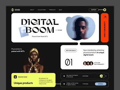 NFT Marketplace Web Platform blockchain crypto platform digital assets digital commerce e commerce fashion tech futuristic website interactive layout nft collectibles nft design nft marketplace typography ui design user experience ux design ux ui virtual fashion web3 web3 technology website