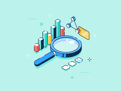 Linear Isometric Concepts adobe illustrator analysis business colorful concept icon illustration isometric linear outline scene thin line vector web design