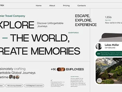 Website Design for Travel Booking adventure booking booking platform customer reviews digital travel global journeys interactive ui layout modern typography travel design travel website trip planner ui design ui inspiration user experience user friendly ux design ux ui web design web platform website