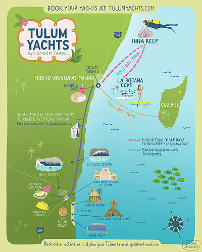 Tulum Yachts Map Illustration inforgraphics map map illustration