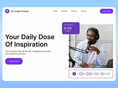 podcast landing page audio type captivating stories daily listening episodes failure landing page mental effect modern motivational speeches platform podacst spotify stories streaming success tape ui ux web design website