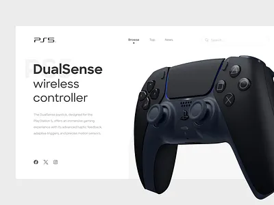 PS5 DualSense landing page UI design dual sense landing page modern ps5 ui ux