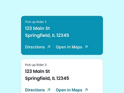 Light Route card map navigation product design ride share route ui ux