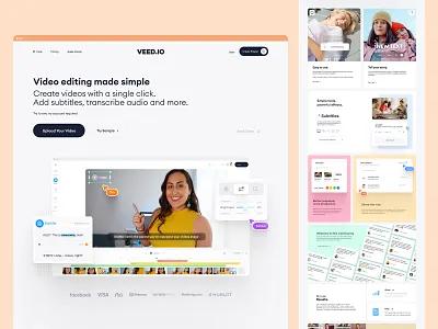 VEED.IO | Home Page Exploration v.6 brand branding edit editor landing landing page landing page design minimal modern simple subtitle ui ux video video editor web web app web design website website design