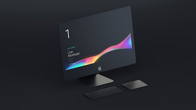 Apple Black Clay Desktop Mockup Free PSD 1 apple desktop device download free get imac imacbook mockup of psd template