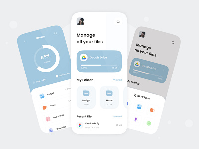 File Manager App chart clean cloud app design document folder google drive ios manager minilalist mobile storage ui ux