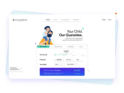 ~ Financepeer | Landing Screen ~ design education financepeer homepage illustration landing page minimal school typography ui ux vector web whitespace