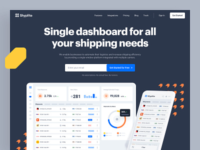 Shyplite - Home app b2b brand branding dashboard design logo marketing product design saas shipping symbol transport ui user experience user interface ux visual identity web design website