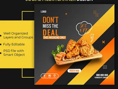 Social media Banner design Restaurant food sale banner clean design facebook ad flat food graphic design instagram post instagram stories instagram template minimal restaurant social media social media design socialmedia twitter banner