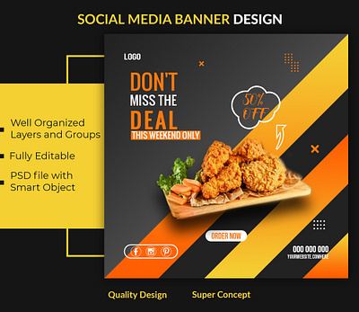 Social media Banner design Restaurant food sale banner clean design facebook ad flat food graphic design instagram post instagram stories instagram template minimal restaurant social media social media design socialmedia twitter banner