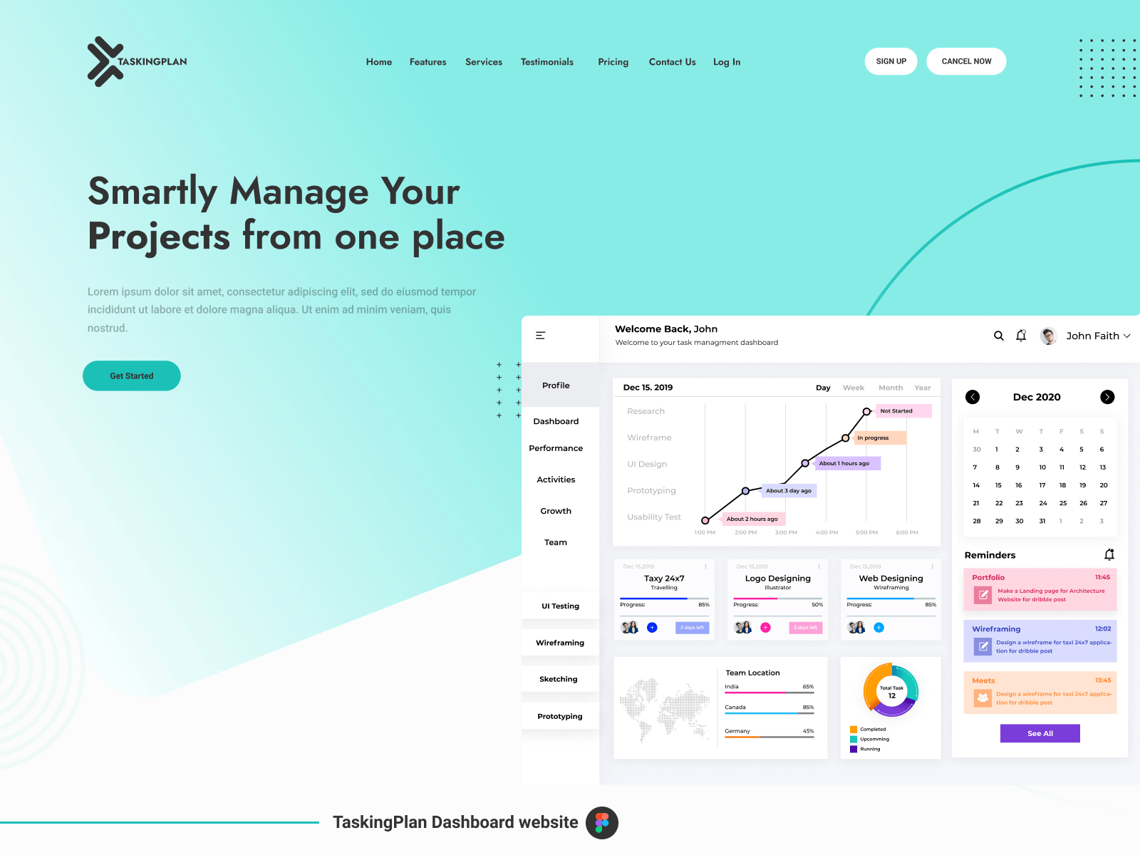 Task Planning Dashboard website analytics dashboard branding calendar chart dashboard design dashboard ui design desktop interface managment planning schedule task team teamwork ui ux web design website website concept