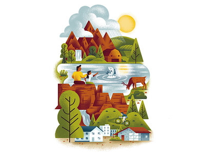 Western Resource Advocates Ecosystem daniele simonelli dsgn ecosystem illustration lake mountains nature texture wild wilderness wildlife