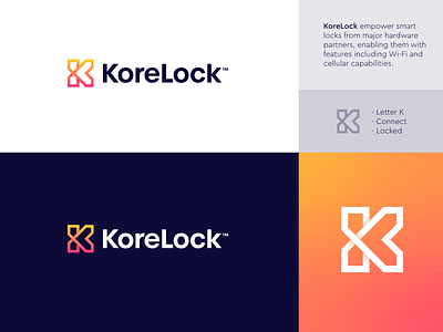 KoreLock - Logo Design 🚪 a b c d e f g h i j k l m n arrow branding connect core creative logo door gradient kore letter monogram lettermark lock logo logo design monogram o p q r s t u v w x y z remote smart lock t h e q u i c k b r o w n f o x